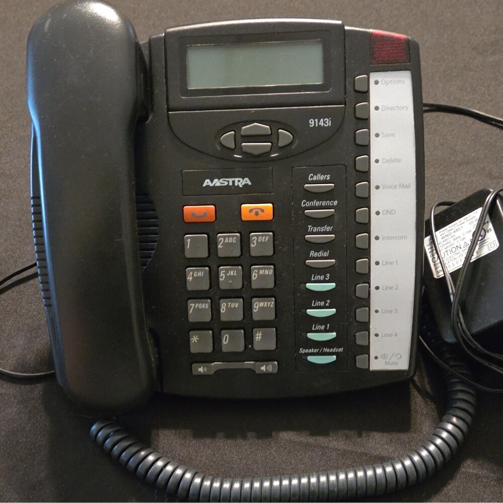 Aastra 9143i IP VoIP Office Desk Phone A1733-0131-10-05 Base & Power Supply Comp
